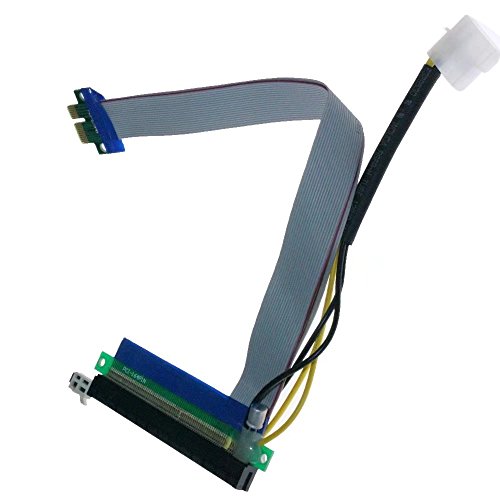 HonsCreat PCI-E Express 1x To 16x Riser Card Ribbon Extender Extension Cable Power