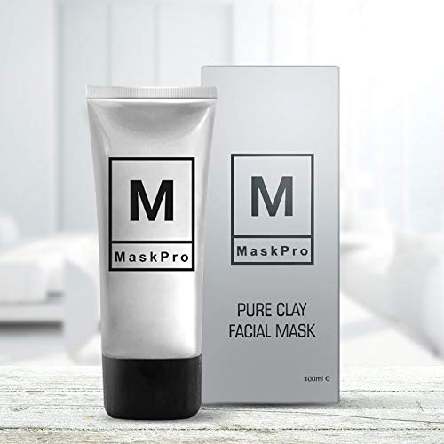 Clay Facial Mask by MaskPro - 100% Natural Kaolin Mud with Activated Charcoal - Skin Detox, Clarify, Cleanse, Porefine & Smooth - Acne Recovery, Blackhead Removal - Anti-aging for Men & Women (100ml)