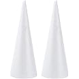 GANAZONO 2Pcs Foam Cone Polystyrene Foam Cone Shaped White Christmas Tree Crafts for Table Centerpiece Props Party 32x12cm