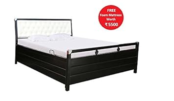 Swastik Furniture Queen Size Metal Bed Hydraulic with Storage with Free Foam Mattress