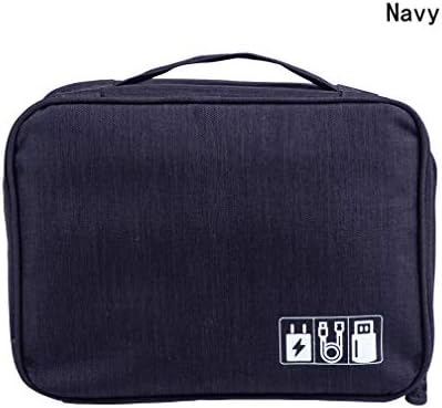 Yeelan Electronic Accessories Bag Travel Cable Carry Case Digital Storage Organizer Gadget Pouch for Charger, Hard Drive, Power Bank, SD Card, Flash Disk, Battery, Smart Phone, Tablet etc (Navy Blue)