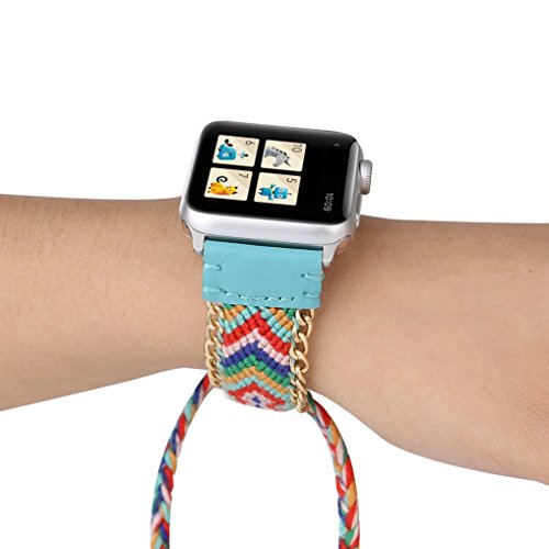 Juzzhou Watch Bands For Apple Watch iWatch Series 1/2/3 Sport Edition Cord Knit Braid Plait Replacement Wriststrap Bracelet Wristband Wrist Strap Guard Band With Metal Adapter For Woman Lady 42mm