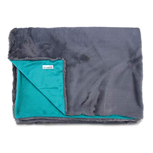 Doodlebone Faux Fur Dog Blanket (Slate/Teal)