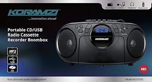 Portable CD Boombox Full Range w/ Top-Loading MP3 CD Player, Cassette Player and Recorder, AM/FM Radio, USB Input, Headphone & AUX Jack w/ Remote Control CD705CBK(Black) (Certified Refurbished) - Thumbnail 5