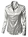 RK RUBY KARAT Womens Satin Silk Work Button Down Blouse Shirt with Cuffs