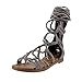 Breckelles DG23 Women Suede Knotted Peep Toe Lace Up Wrap Gladiator Flat Sandal