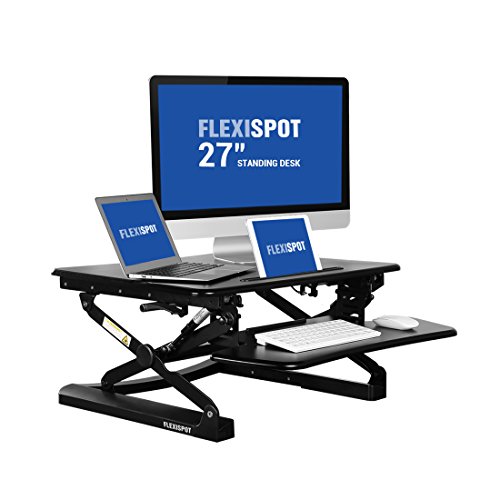 FlexiSpot 27" wide Stand Up Desk with wider keybaord tray - M1B
Height-Adjustable Standing Desk Riser (S-Size-Black)