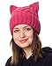Pussy Cat Hat Women`s March-Cat Beanie Pink-Winter Hat for Women Lined with Fleece (Hot Pink) (Hot Pink)