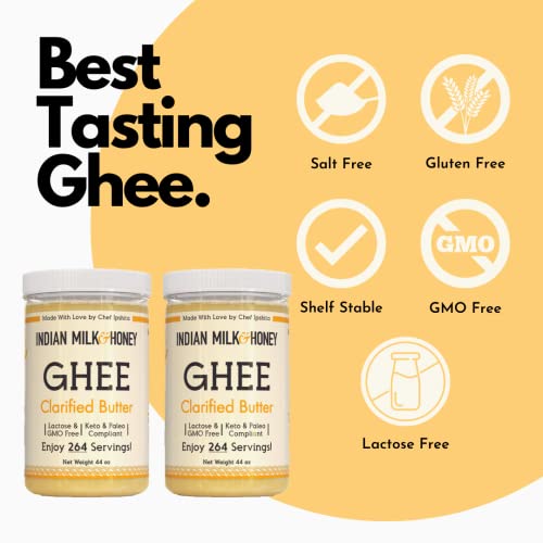 Classic Ghee Butter, GrassFed by Indian Milk & Honey, 44 oz x 2 (Twin