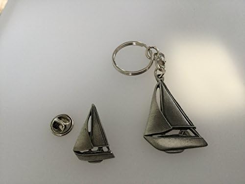 Sailing Yacth Pewter Keyring And Button Badge Box Set