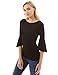 PattyBoutik Women Boatneck Elbow Bell Sleeve Blouse (Black Small)
