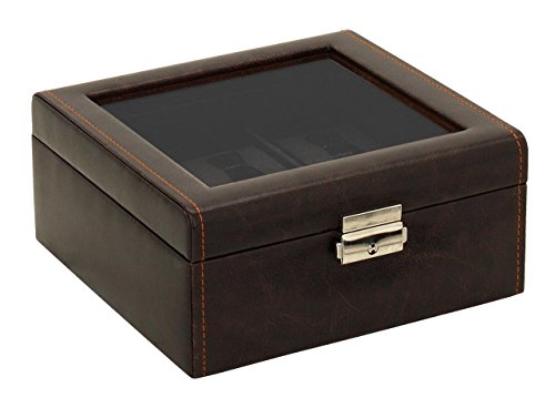 Friedrich Lederwaren Uhrenbox braun/schwarz für 6 Uhren - 
