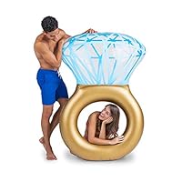 ETSP Giant Diamond Ring Pool Float 82x59inch Inflatable Diamond Ring Pool Float - Engagement Ring with Rapid Valves Pool Party Beach Swimming Raft Lounger for Adult and Kids (Diamond,55x47inch)