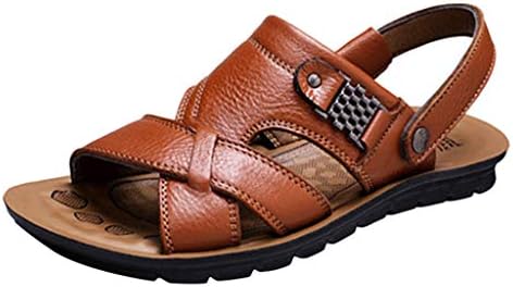 Corriee Fisherman Genuine Leather Breathable Sandals Mens Adjustable Breathable Shoes Summer Beach Walking Slippers