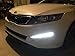 iJDMTOY Xenon White LED Daytime Running Lights Compatible With 11-13 Kia Optima w/Glossy Black Bezel Covers, Direct Replacement DRL Bezel Assembly Powered by 12 Pieces High Power LED Bulbs Each Lamp