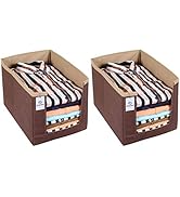Heart Home 2 Pieces Non Woven Shirt Stacker/Shirt Organizer Wardrobe Organizer (Brown & Light Bro...