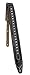 Walker & Williams C-35-BLK Smooth Texture Premium Black Full Grain Leather Soft Padded Guitar Strap with Metal Crosses For Acoustic, Electric, And Bass Guitars