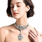 Holylove Women Statement White Necklace Chain Novelty Jewelry Crystal Choker with Gift Box-HLN00012 White