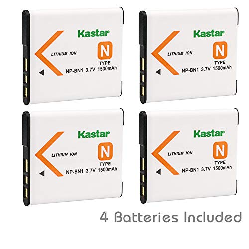 Kastar Battery 4-Pack for Sony NP-BN1 & Sony Cyber-shot DSC-W800 DSC-W810 DSC-W830 DSC-WX10 DSC-WX100 DSC-WX150 DSC-WX200 DSC-WX220 DSC-WX30 DSC-WX5 DSC-WX50 DSC-WX60 DSC-WX7 DSC-WX70 DSC-WX80 DSC-WX9