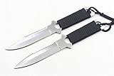 Gift Pro 2 Pcs D&S Dive Knife - Tactical/Scuba Diving Sharp Blade with ABS Sheath and Adjustable Leg Elastic Strap (Silver)