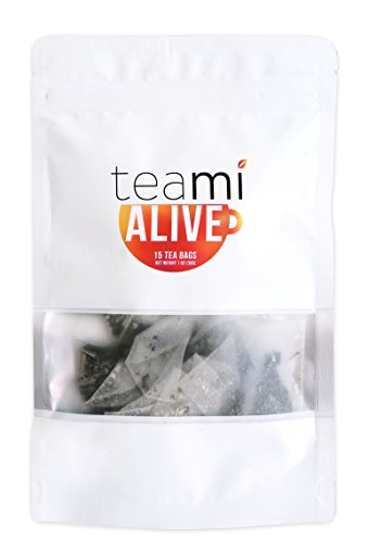 TEAMI BLENDS ALIVE TEA - Natural Energy Boosters, Remove Toxins & Speed Metabolism - Eliminating Chronic Exhaustion - Colon Cleanse - Gluten , Soy & Dairy Free- Ginger, Honey, Lemongrass, Green Tea - For Men and Women 15-Count Tea Bags - 2.3Oz