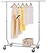 Finnhomy Commercial Grade Adjustable Single Rail Rolling Garment Rack, Heavy Duty Extensible Clothing Hanging Rack with Lockable 4-Inch Industrial Wheels, Chrome
