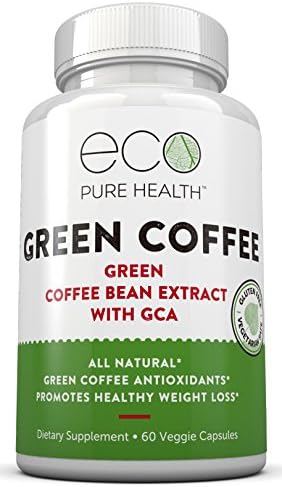Eco Pure Health Green Coffee Bean Extract — Pure Natural Appetite Suppressant — 50% Chlorogenic Acid — 60 Veggie Capsules