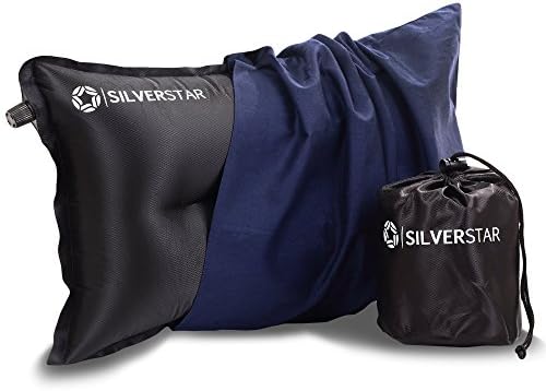 Ultralight Compact Inflatable Travel / Camping Pillow-- Extremely Comfortable For Head and Neck— Complete w/ Custom Pillowcase and Stuff Pack