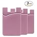SHANSHUI Phone Card Holder, Slim Silicone Credit Card ID Cell Phone Wallet Stick on Pocket for Phone Cases All Smartphones - 3 Pack Pink
