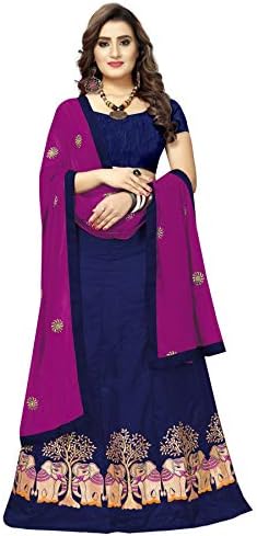 High Glitz Fashion Women's Paper Silk Embroidery And Four Side Border Lehenga Choli With Blouse Piece