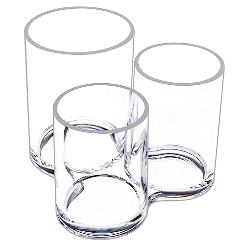 MOSIKER リモコン 収納 おしゃれ 歯ブラシスタンド メイク筆立て ペン収納ボックス 筆筒 透明 メイクボックス 梳子收纳 化粧ブラシ収納バケツ 化妆刷桶 アクリル収納ケース 女子ギフト スロット付き 3 コネクテッド タワーズ