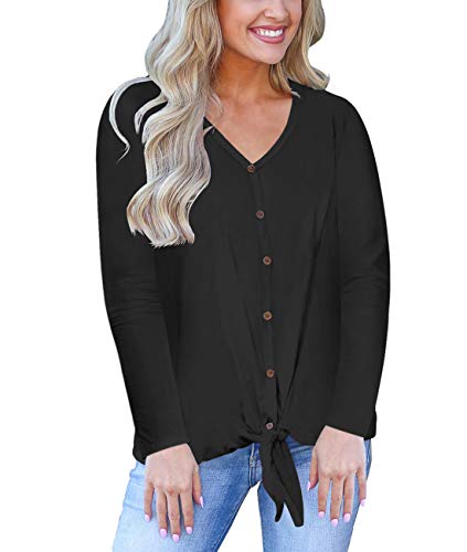 Aokosor Fall Clothes for Women Black Shirts Long Sleeve Tops Comfy Loose Blouses Nursing Pajamas XL