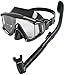 Cressi Panoramic Wide View Mask Dry Snorkel Set, All Black