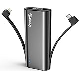 Jackery Bolt 6000 mAh Portable Charger - iPhone Battery Charger with Built-in Lightning Cable [Apple MFi certified] External Battery Pack Compact Power Bank, TWICE as FAST as Original iPhone Charger