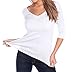 Kavio! Women V Neck 3/4 Sleeve Top White S