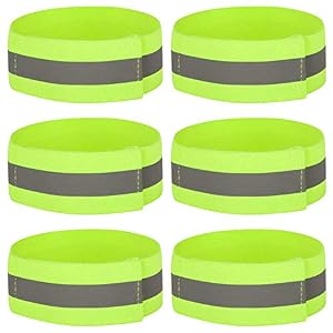 Zngou 6 PCS High Visibility Armbands, Running Safety Gear Reflective Wristbands Bike Ankle Bands Reflector Armband Hi…