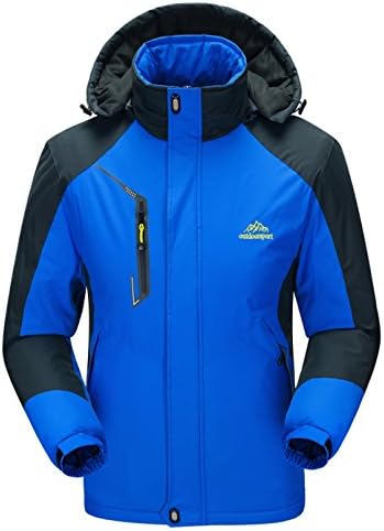 WenVen Mens Waterproof Windproof Moutain Ski Jacket Fleece Outdoorwear(Sapphire Blue,L)