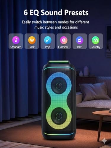 GKD61 Karaoke Machine for Adults with 2 Wireless UHF Microphones, 400W Peak Power Karaoke System with Dual 6.5'' Subwoofers, Portable Party Bluetooth Speaker with RC, Bass & Treble Control for Outdoor
