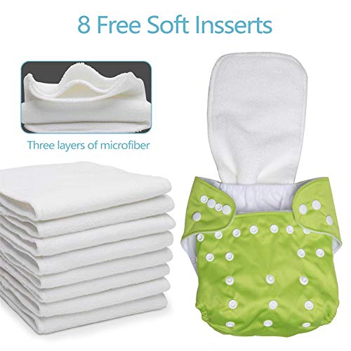 UBBCARE Baby Pocket Cloth Diapers Reusable Washable Adjustable 8 Pack with 8 Inserts Baby Shower Gifts … (boy color) - Thumbnail 3