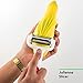Vremi 3 in 1 Julienne Vegetable Peeler - Citrus Fruit Peeler for Orange Lemon Cocktails - Carrot and Potato Peeler with Rotating Serrated Straight and Julienne Stainless Steel Slicer Blades - Red