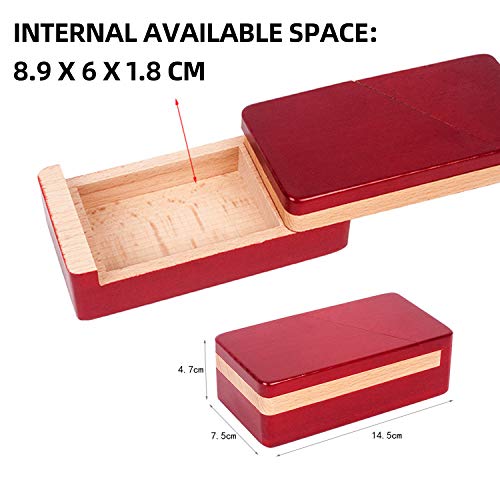 DCBEAUTIFUL Impossible Box Puzzle Master Secret Opening Box Wooden Red