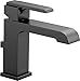 Delta Ara Matte Black Bathroom Faucet 1 Hole, Single Hole Bathroom Sink Faucet for Vanity, Metal Push-Pop Drain Assembly, Matte Black 567LF-BLMPU