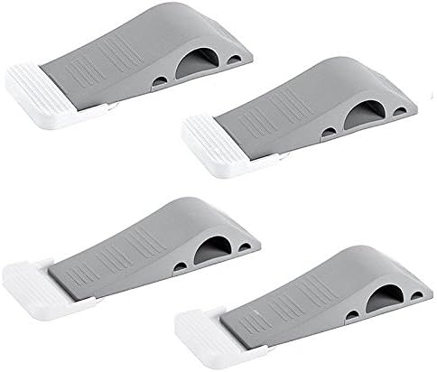 Impfunical Door Stopper - 4 Packs Rubber Wedge With Free Bonus Holders,Flexible Designer Home Door Stop(4,Gray)