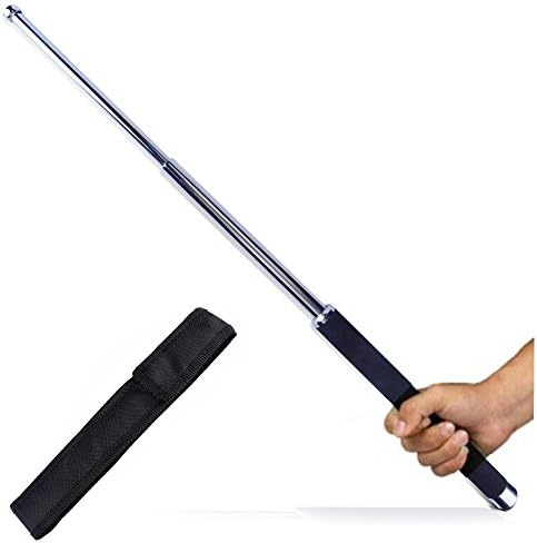 QrBxa Self Defense Tool Tactical Survival Three Sections Retractable Expandable Tool Outdoor Travel Security Emergency Window Breaking Escape Device Walking Hiking