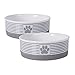 DII Bone Dry Paw Patch & Stripes Ceramic Pet Bowl for Food & Water with Non-Skid Silicone Rim for Dogs and Cats (Medium - 6" Dia x 2"H) Gray - Set of 2 primary