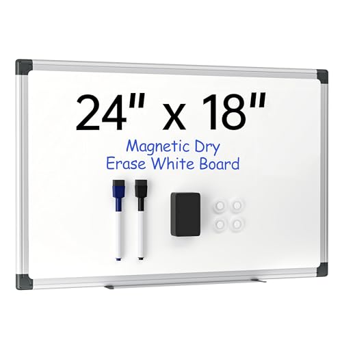 VUSIGN 24" x 18" Magnetic Whiteboard for Wall, Dry Erase Board with Silver Fram…