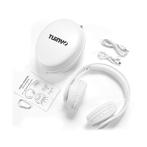 Bluetooth-Headphones-WirelessTuinyo-Over-Ear-Stereo-Wireless-Headset-35H-Playtime-with-deep-bass-Soft-Memory-Protein-Earmuffs-Built-in-Mic-Wired-Mode-PCCell-PhonesTV-White TUINYO Bluetooth Headphones Wireless, Over Ear Stereo Wireless Headset 40H Playtime with deep bass, Soft Memory-Protein…