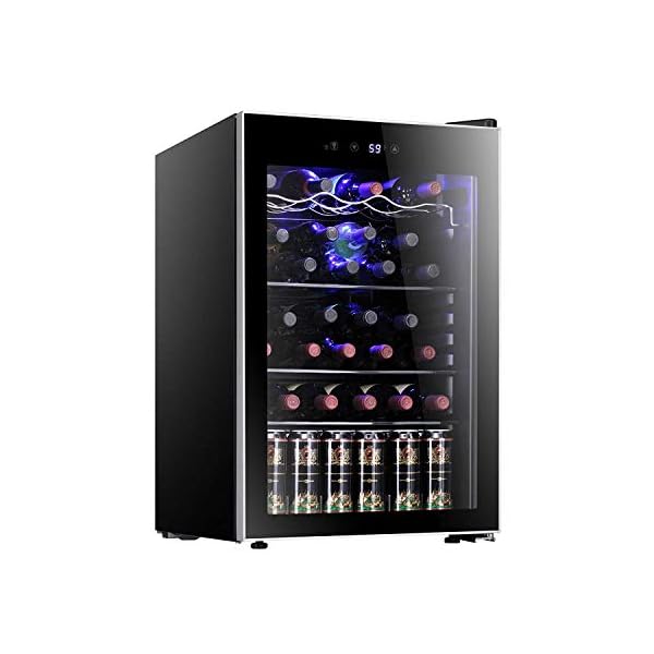 Antarctic-Star-36-Bottle-Wine-CoolerCabinet-BeverageRefrigerator-Small-Mini-Red-White-Wine-Cellar-Beer-Soda-Counter-Top-Bar-Fridge-Quiet-Operation-Compressor-Adjust-Temperature-Freestanding-Black