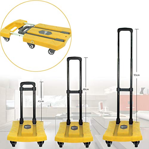 Folding-Hand-Truck-6-Wheel-roate-200Kg440lbs-Heavy-Duty-Solid-Construction-Utility-Dolly-Trolley-Cart-Compact-and-Lightweight-for-LuggagePersonalTravelAutoMoving-and-Office-Use-Yellow