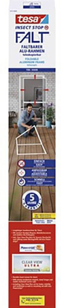 tesa Insect Stop FALT Aluminum Frame for Doors - Foldable Alu Frame - Fly Screen - with Adjustable Telescopic Rim - 80 cm x 170 cm to 100x cm x 220 cm - White